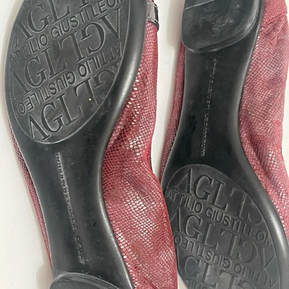 AGL Ladies Burgundy Leather Flats size USA 7 made in Italy - Picture 9 of 15
